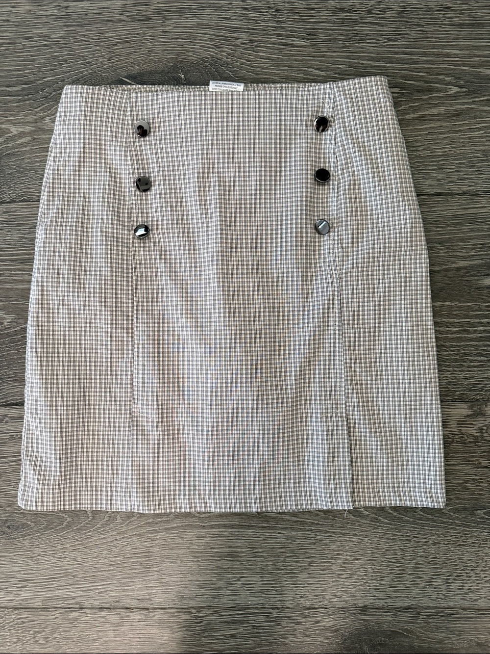 Tribal Beige Checked Skort with  Buttons